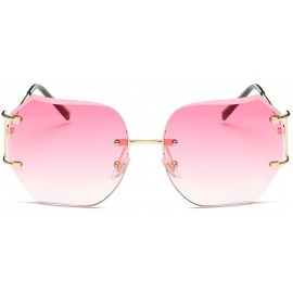Rectangular Women Men Exquisite Vintage Square Gradient Color Glasses Fashion Aviator Mirror Lens Travel Sunglasses - Pink - ...