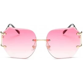 Rectangular Women Men Exquisite Vintage Square Gradient Color Glasses Fashion Aviator Mirror Lens Travel Sunglasses - Pink - ...