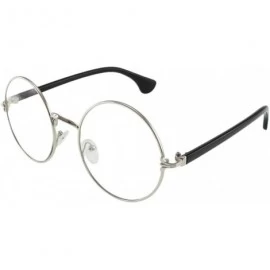 Goggle Jules - Retro Round Sunglasses with Microfiber Pouch - Silver / Clear Lens - CF187U8ZQ7M $24.26