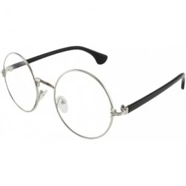 Goggle Jules - Retro Round Sunglasses with Microfiber Pouch - Silver / Clear Lens - CF187U8ZQ7M $14.81