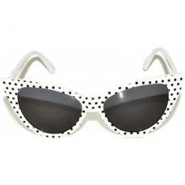 Cat Eye Women's Vintage Cat Eye Sunglasses UV Protection (.WHITE-FRAME-W-DOTS - PC Lens) - CD124KE9VVR $18.03