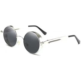 Goggle Retro Polaroid Steampunk Sunglasses Driving Polarized Glasses - Silver - CT18H6SX9L2 $40.11