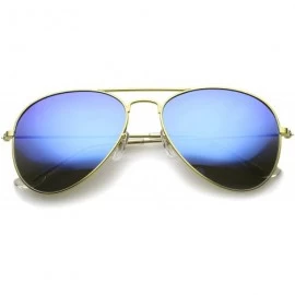 Aviator Premium Flash Mirror Lens Aviator Sunglasses (Nickel Plated Metal Frame) - Gold / Blue Mirror - C412CIGLKNV $28.40