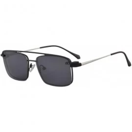 Rectangular Men's Polarized Clip on Sunglasses Anti Blue Light Hyperopia Glasses with Metal Frame-RATDC3046 - CC18UI3CRS9 $30.94