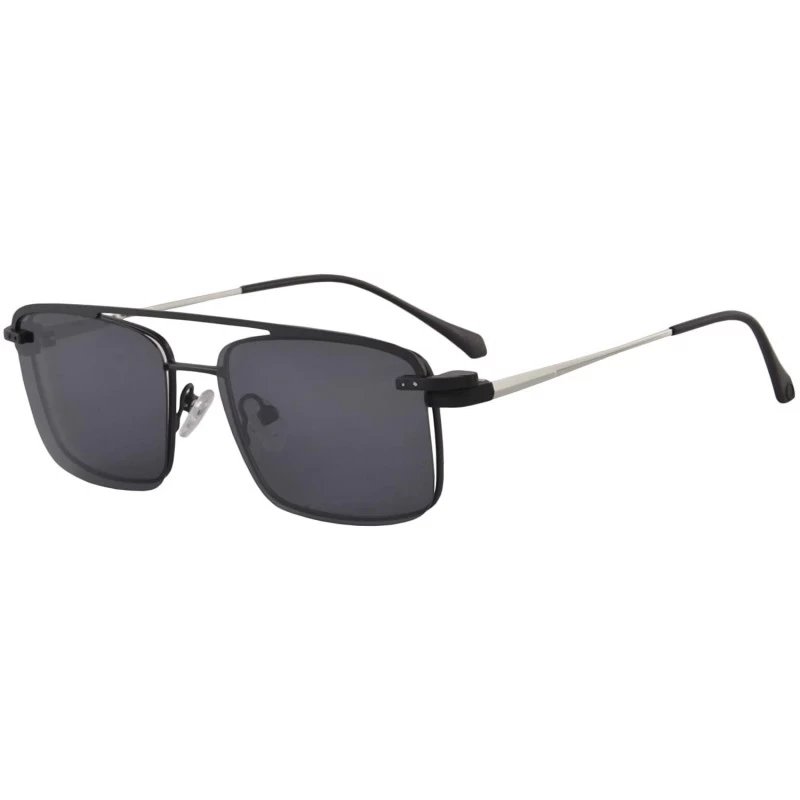 Rectangular Men's Polarized Clip on Sunglasses Anti Blue Light Hyperopia Glasses with Metal Frame-RATDC3046 - CC18UI3CRS9 $59.43