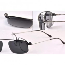 Rectangular Men's Polarized Clip on Sunglasses Anti Blue Light Hyperopia Glasses with Metal Frame-RATDC3046 - CC18UI3CRS9 $59.43