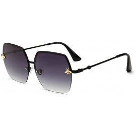 Aviator Women Sunglasses Brand Designer Square Metal Eyewear Honey Bee C6 Gold Pink - C1 Black Grey - C718YQNIRQ7 $11.51
