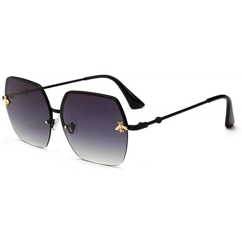 Aviator Women Sunglasses Brand Designer Square Metal Eyewear Honey Bee C6 Gold Pink - C1 Black Grey - C718YQNIRQ7 $17.85