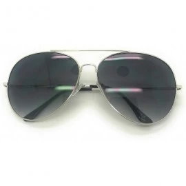 Oversized Premium Classic Aviator sunglasses for Men Women 100% UV Protection - Silver - CK18U5I3EOI $20.54