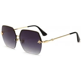 Aviator Women Sunglasses Brand Designer Square Metal Eyewear Honey Bee C6 Gold Pink - C1 Black Grey - C718YQNIRQ7 $11.51