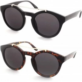 Round Round Sunglasses With Metal Bridge P2402 - 2 pcs Black-Smoke & Tort-Smoke - CL12JSUTQX1 $57.26