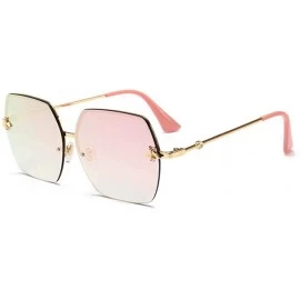 Aviator Women Sunglasses Brand Designer Square Metal Eyewear Honey Bee C6 Gold Pink - C1 Black Grey - C718YQNIRQ7 $17.85