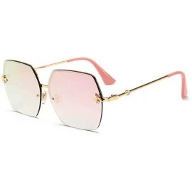 Aviator Women Sunglasses Brand Designer Square Metal Eyewear Honey Bee C6 Gold Pink - C1 Black Grey - C718YQNIRQ7 $11.51