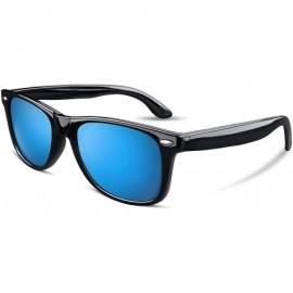 Oversized Great Classic Polarized Sunglasses Men Women HD Lens B1858 - Black-blue Mirrored Lens - CC18RAESI6C $23.62
