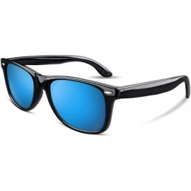 Oversized Great Classic Polarized Sunglasses Men Women HD Lens B1858 - Black-blue Mirrored Lens - CC18RAESI6C $10.47