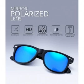Oversized Great Classic Polarized Sunglasses Men Women HD Lens B1858 - Black-blue Mirrored Lens - CC18RAESI6C $10.47