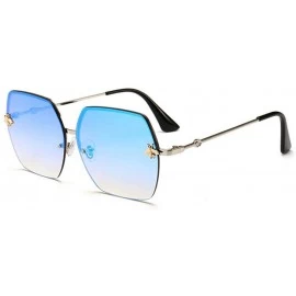 Aviator Women Sunglasses Brand Designer Square Metal Eyewear Honey Bee C6 Gold Pink - C1 Black Grey - C718YQNIRQ7 $17.85