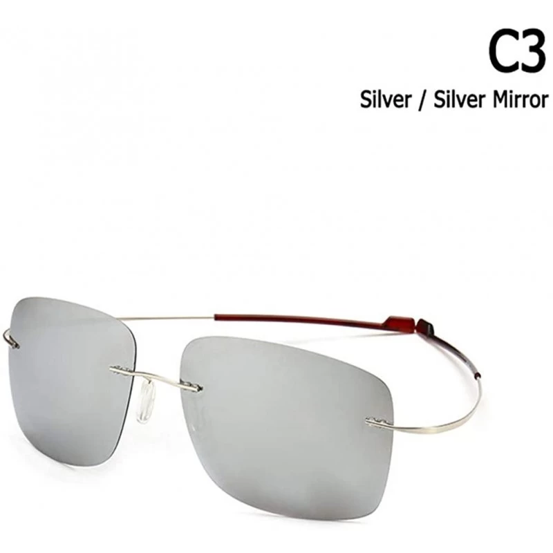 Rectangular Rimless Square Titanium Sunglasses Men Ultralight Driving Design Sun Glasses - C3 - CB18Y5DAMW3 $26.14