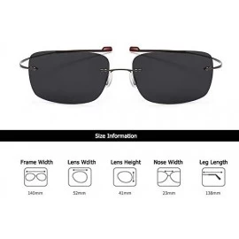 Rectangular Rimless Square Titanium Sunglasses Men Ultralight Driving Design Sun Glasses - C3 - CB18Y5DAMW3 $26.14