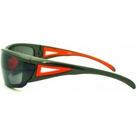 Sport Mens Biker Shatterproof Warp Around Plastic Sports Sunglasses - Grey Black Orange - CN11LZBDXNL $10.12