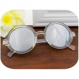 Round Vintage Small Round Sunglasses Women Men Classic Retro Coating Sun Glasses Driving Eyewear Black Red - Silver - CD19856...