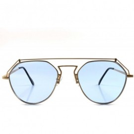Aviator Minimalist Unique Modern Design Lens Mens Women Frame Sunglasses - Gold / Blue - C81892ZLRIL $10.21