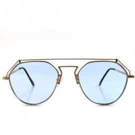 Aviator Minimalist Unique Modern Design Lens Mens Women Frame Sunglasses - Gold / Blue - C81892ZLRIL $10.21