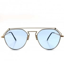 Aviator Minimalist Unique Modern Design Lens Mens Women Frame Sunglasses - Gold / Blue - C81892ZLRIL $22.90