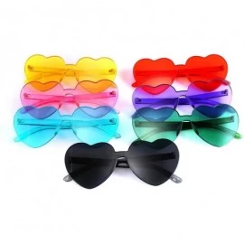 Rimless Rimless Heart Shaped Sunglasses Women One Piece Fashion Love Glasses B2419 - Green - C918CMLIESI $9.49