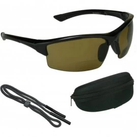 Semi-rimless Polarized Bifocal Sunglasses Readers TR90 Frame Hard Case Strap - Brown - CA192GKLAGN $43.87