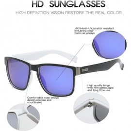 Aviator Vintage Polarized Sunglasses for Men Women Retro Square Sun Glasses D518 - Deep Blue - CX18H6G9I4R $34.19