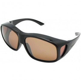 Goggle Largest Polarized Fit Over Sunglasses F19 - Shiny Black-amber Lens - CM186EUK3UR $37.74