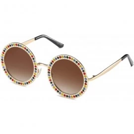 Round Shining Oversized Round Rhinestone Sunglasses Festival Gem Sunnies SJ1095 - CD18D09III5 $17.46