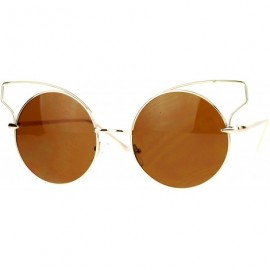 Round High Fashion Sunglasses Womens Wire Metal Round Cateye Shades - Gold - CX188AHU2CM $20.93