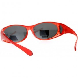 Oval Womens Polarized Fit Over Glasses Sunglasses Oval Rhinestone Frame - Red (Black) - CL1880L9KLT $14.41