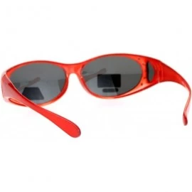 Oval Womens Polarized Fit Over Glasses Sunglasses Oval Rhinestone Frame - Red (Black) - CL1880L9KLT $14.41