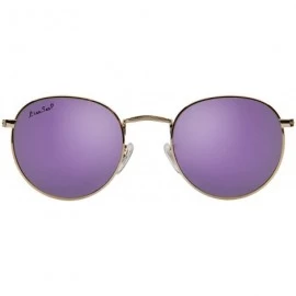 Round Polarized Round Metal Sunglasses for Women Men PC Lens 3447 - Purple - CV18CQYGGL4 $24.65