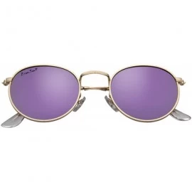Round Polarized Round Metal Sunglasses for Women Men PC Lens 3447 - Purple - CV18CQYGGL4 $24.65