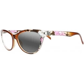 Oversized Women Cat Eye Flower Sun Reader Photochromic Transition Reading Glasses +1.0~+4.0 - Brown - C618H5E2E4S $35.68