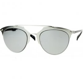 Wayfarer Hipster Metal Half Horn Rim Mirrored Mirror Lens Sunglasses - Silver Mirror - C912BWPGN9Z $12.51