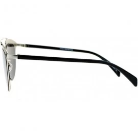 Wayfarer Hipster Metal Half Horn Rim Mirrored Mirror Lens Sunglasses - Silver Mirror - C912BWPGN9Z $12.51