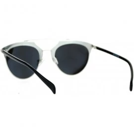Wayfarer Hipster Metal Half Horn Rim Mirrored Mirror Lens Sunglasses - Silver Mirror - C912BWPGN9Z $12.51