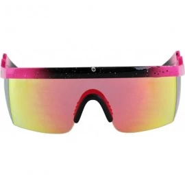 Wrap Semi Rimless Goggle Style Retro Rainbow Mirrored Lens ZigZag Sunglasses - Pink-orange/Mirror - CQ19E8XWYLW $14.55