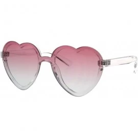 Oval Womens Heart Shape Sunglasses Rims Behind Lens Heart Frame - Clear (Pink Gradient) - CD18GAW90C8 $11.94