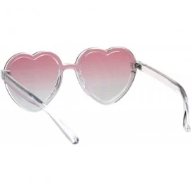 Oval Womens Heart Shape Sunglasses Rims Behind Lens Heart Frame - Clear (Pink Gradient) - CD18GAW90C8 $11.94