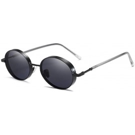 Round Unisex Sunglasses Retro Black Drive Holiday Round Non-Polarized UV400 - Black - CU18R09TYX3 $23.68