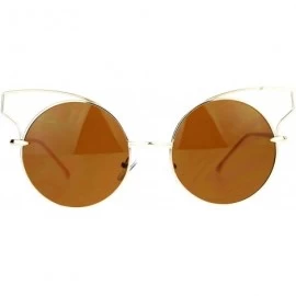 Round High Fashion Sunglasses Womens Wire Metal Round Cateye Shades - Gold - CX188AHU2CM $8.59