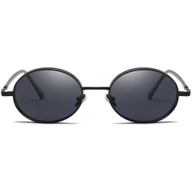 Round Unisex Sunglasses Retro Black Drive Holiday Round Non-Polarized UV400 - Black - CU18R09TYX3 $12.11
