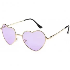 Oversized Women Men Sunglasses-Retro Metal Frame Sunglasses Heart Shape Stylish Eyewear - C - CJ18EMUSO59 $8.57