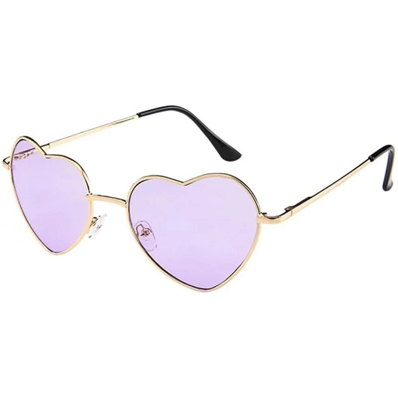 Oversized Women Men Sunglasses-Retro Metal Frame Sunglasses Heart Shape Stylish Eyewear - C - CJ18EMUSO59 $8.57